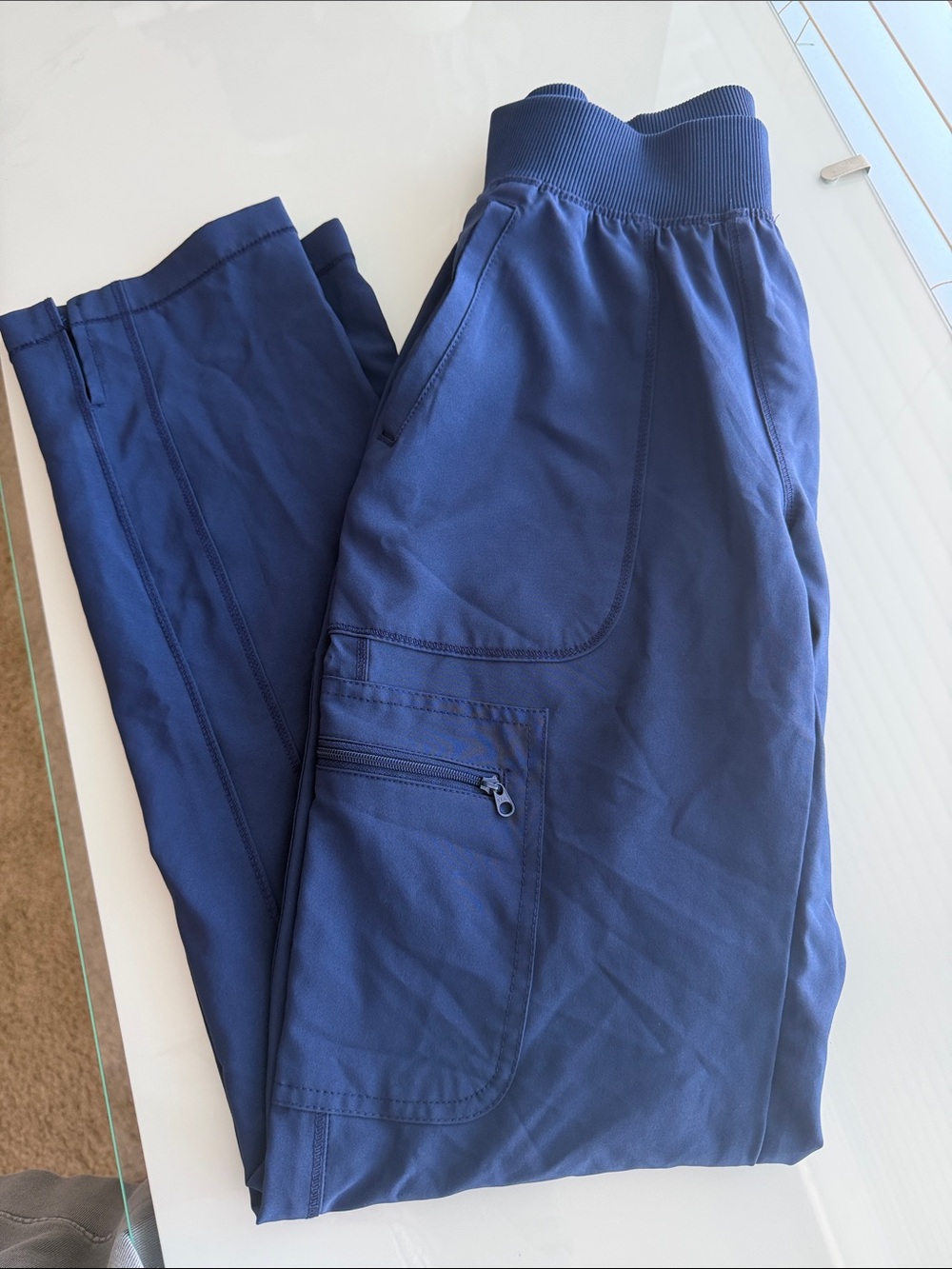 Women's Navy Blue Scrub Bottoms with Zip Pocket